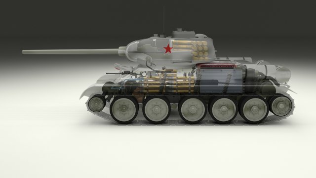t-34-85 interior-engine bay full winter camo Modello 3D .c4d .max .obj .3ds .fbx .stl .blend 