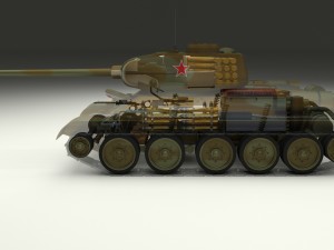t-34-85 interior-engine bay full camo 3D 모델