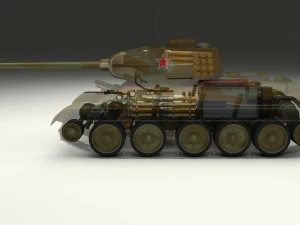 T-34-85 interno vano motore completamente mimetico Modello 3D