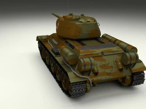 t-34-85 interior-engine bay full camo 3D Model