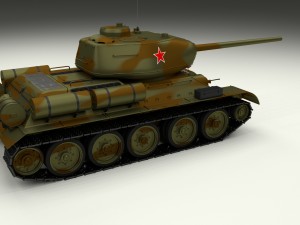 t-34-85 interior-engine bay full camo Modelo 3D