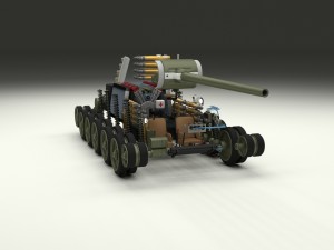 t-34-85 interior-engine bay full camo Modelo 3D