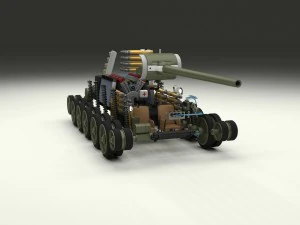 t-34-85 interior-engine bay full camo 3D Model