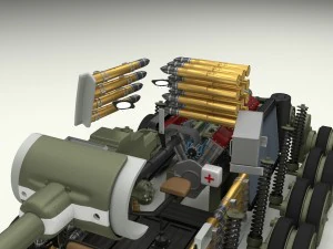 t-34-85 interior-engine bay full camo 3D Model