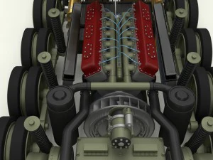 t-34-85 interior-engine bay full camo 3D Model