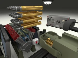 t-34-85 interior-engine bay full camo 3D Model