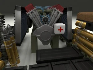 t-34-85 interior-engine bay full camo 3D Model