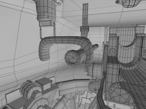 t-34-85 interior-engine bay full camo 3D Model