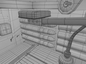 t-34-85 interior-engine bay full camo 3D Model