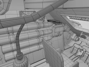 t-34-85 interior-engine bay full camo 3D Model