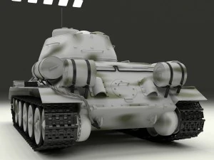 t-34-85 tank winter camo 3D Model