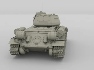 t-34-85 tank winter camo 3D Model