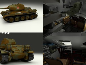 t-34-85 with interior camo 3D 모델