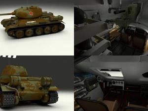 t-34-85 内装迷彩付き 3Dモデル