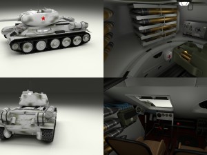 t-34-85 with interior winter camo 3D 模型
