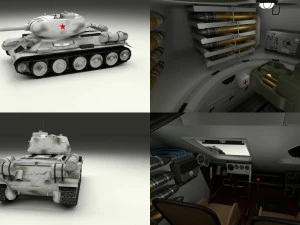 t-34-85 带内部冬季迷彩 3D 模型