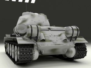 t-34-85 with interior winter camo Modèle 3D