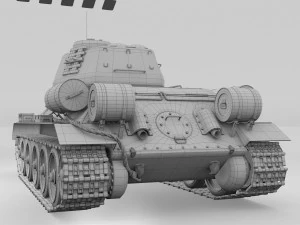 t-34-85 with interior winter camo 3D Model