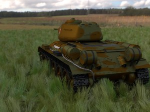 t-34-85 interior-engine bay full hdri camo Modelo 3D