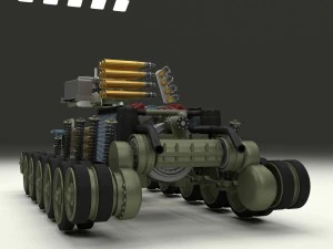 t-34-85 interior-engine bay full hdri camo 3D Model