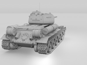 t-34-85 interior-engine bay full hdri camo Modelo 3D