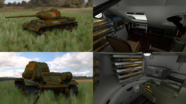 t-34-85 with interior hdri camo Modelo 3D .c4d .max .obj .3ds .fbx .stl .blend 