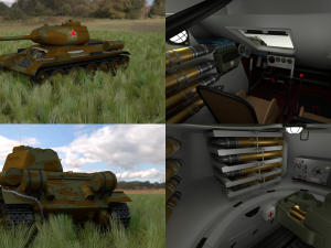t-34-85 with interior hdri camo 3D मॉडल