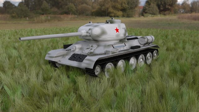 t-34-85 tank hdri winter camo 3D Model .c4d .max .obj .3ds .fbx .stl .blend 