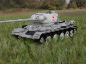 t-34-85 tank hdri winter camo 3D Model