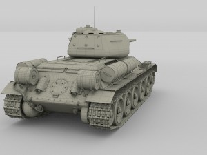 t-34-85 tank hdri winter camo 3D Model