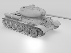 t-34-85 interior-engine bay full hdri winter camo Model 3D