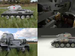 t-34-85 interior-engine bay full hdri winter camo Modelo 3D