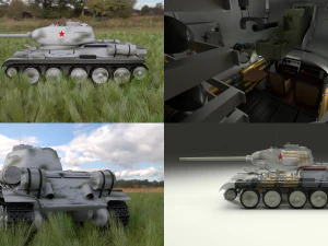 टी-34-85 इंटीरियर-इंजन बे फुल एचडीआरआई विंटर कैमो 3D मॉडल