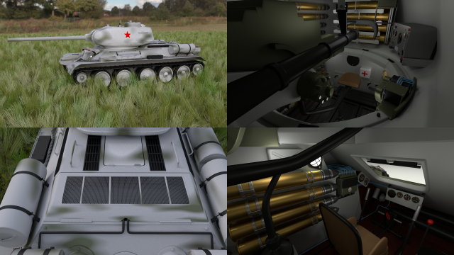 t-34-85 with interior hdri winter camo 3D Model .c4d .max .obj .3ds .fbx .stl .blend 