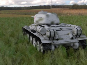 t-34-85 with interior hdri winter camo 3D Model