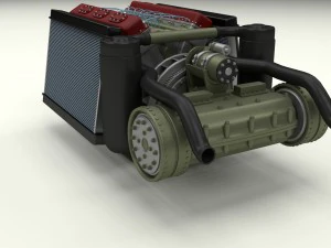 t-34 engine and transmission full 3D Model
