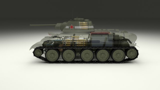 t-34-76 interior-engine bay full camo 3D मॉडल .c4d .max .obj .3ds .fbx .stl .blend 