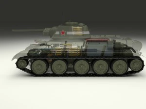 t-34-76 interior-engine bay full camo 3D Model