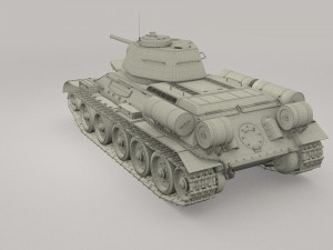 t-34-76 interior-engine bay camo full 3D 모델