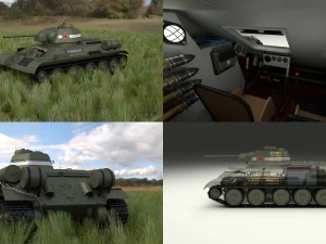 t-34-76 ruang mesin interior full hdri Model 3D