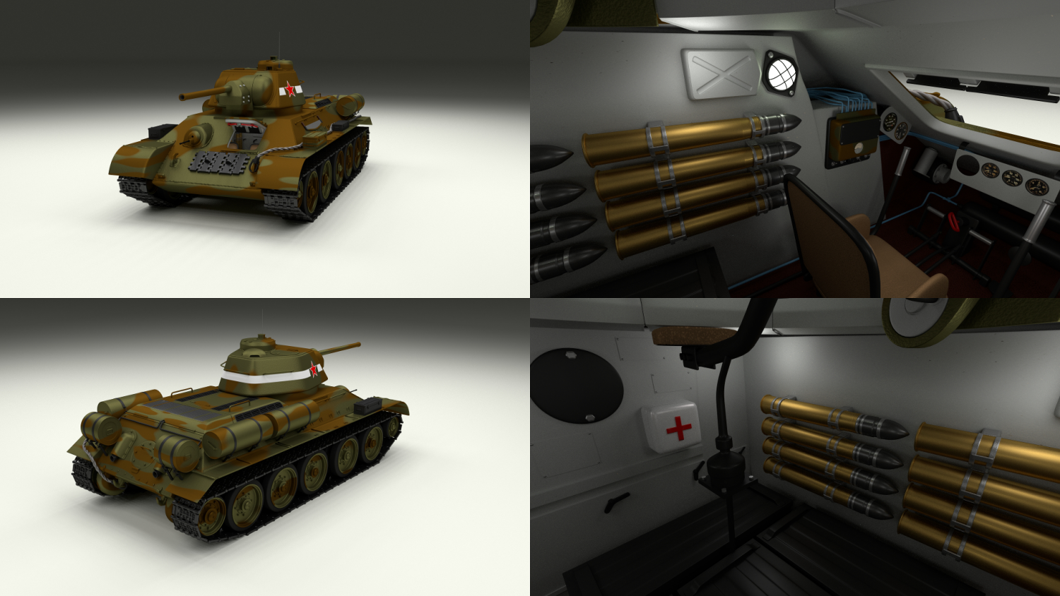 T34 76 With Interior Camo 3d Model In Tank 3dexport