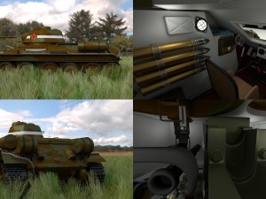 t34-76 tank with interior hdri camo 3D Model