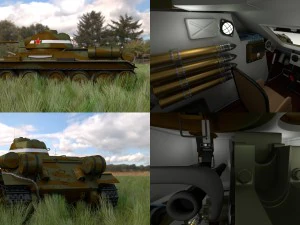 tangki t34-76 dengan interior hdri camo Model 3D