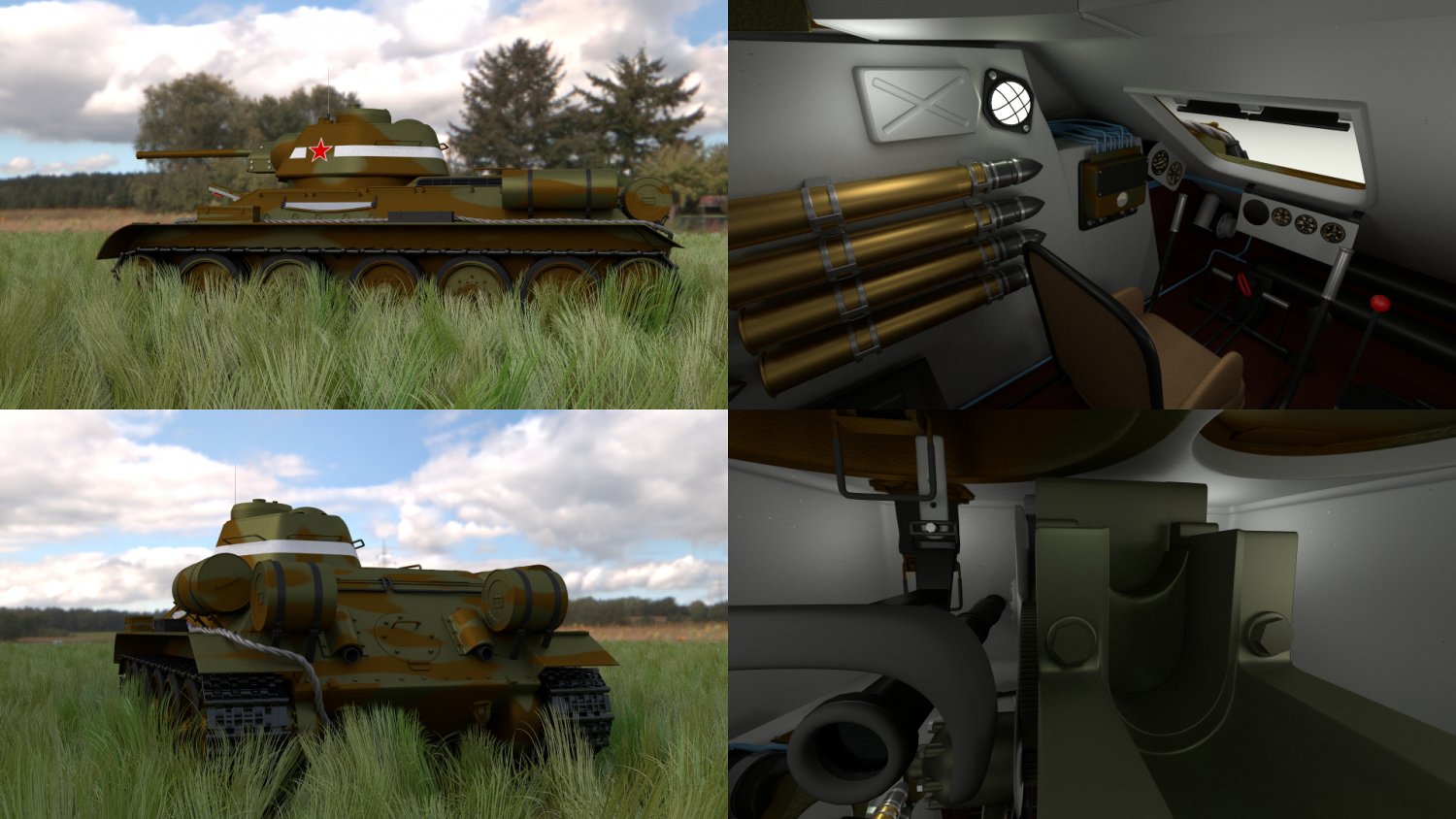 T34 76 Tank With Interior Hdri Camo 3d Model In Tank 3dexport