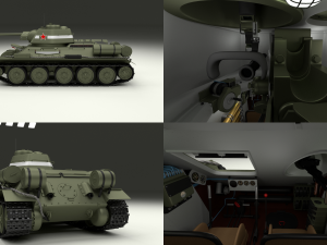 t34-76 tank with interior 3D मॉडल