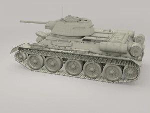t34-76 tank with interior 3D Model