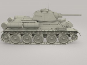 t34-76 tank with interior 3D 모델