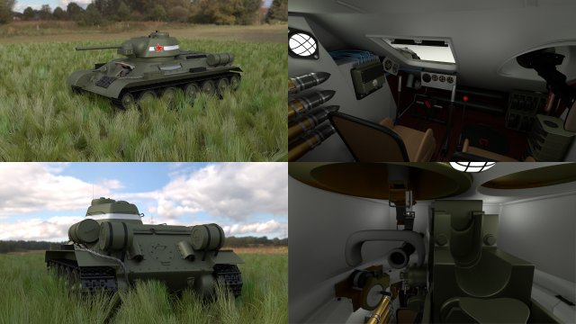 t34-76 tank with interior hdri Modelo 3D .c4d .max .obj .3ds .fbx .stl .blend 