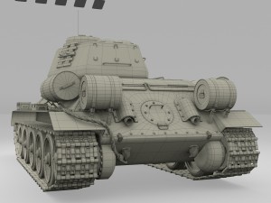 t-34-76-85 w engine bay and interior 3D Model