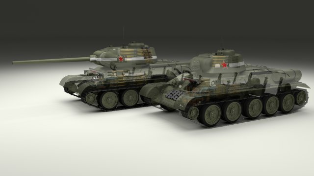t-34 76-85 tanks w interior Model 3D .c4d .max .obj .3ds .fbx .stl .blend 